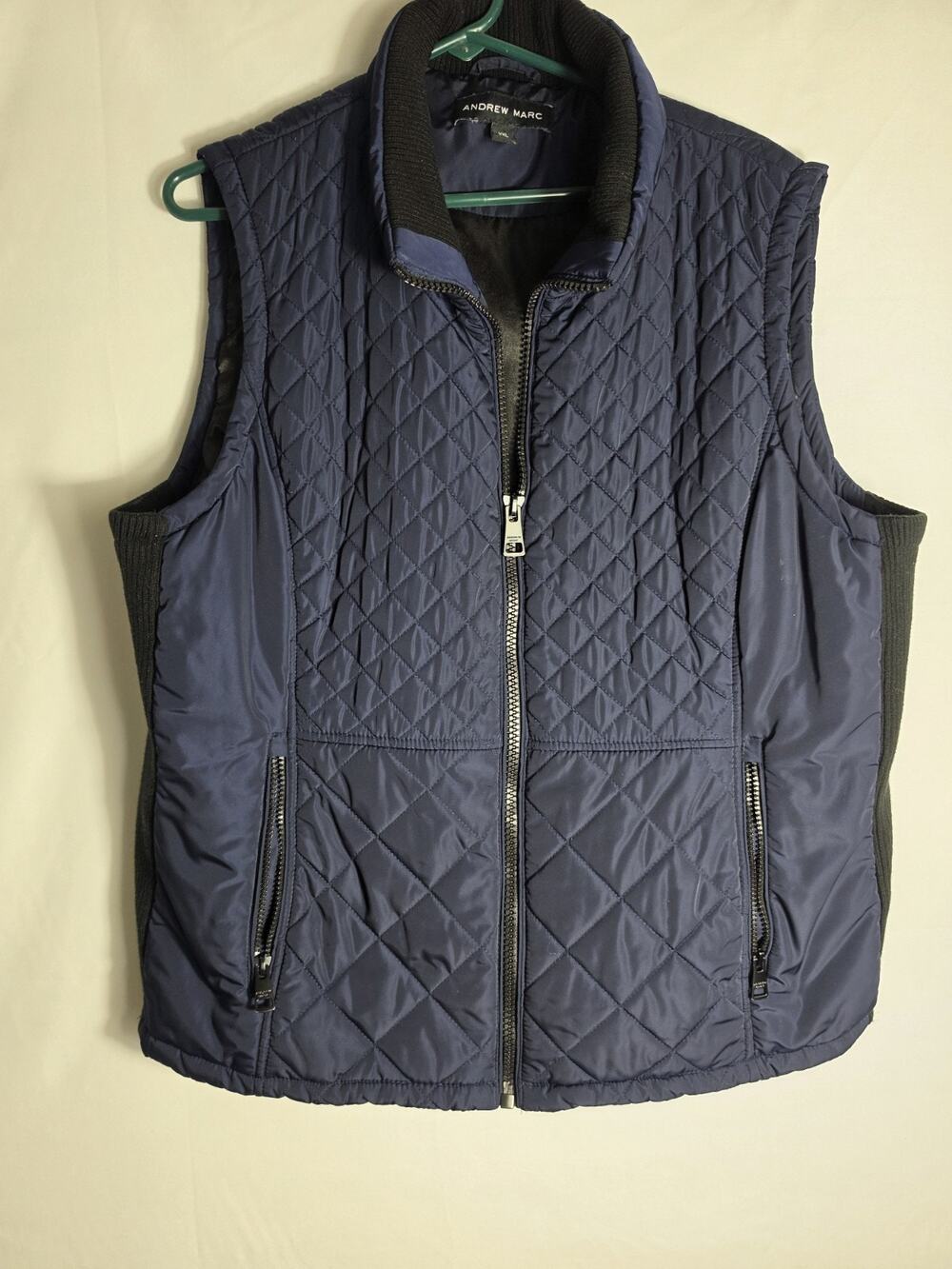 Andrew Marc Vest Women's Size XXL Blue Quilted Sleeveless Insulated Zip Pockets
